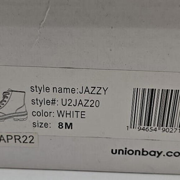 UNIONBAY Jazzy Sneaker Utility Boots White Side Zip SZ 8M - Picture 9 of 9